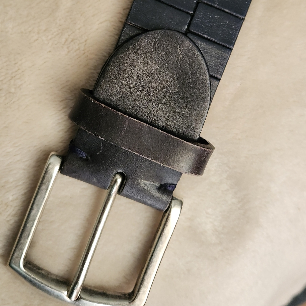 Paolo Vitale Leather Belt, Navy, 40